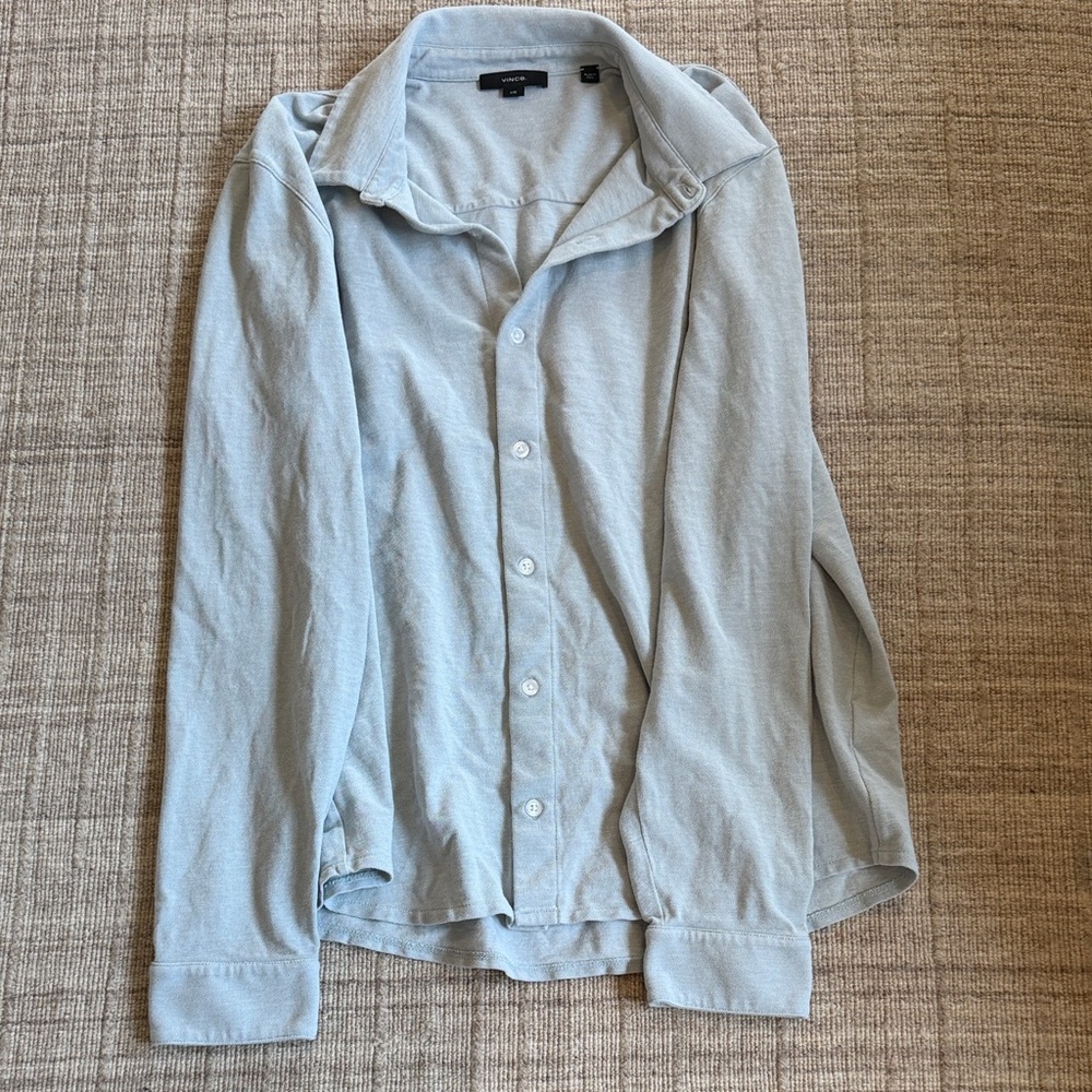 Vince Light Blue Men's Button-Down Shirt Jacket